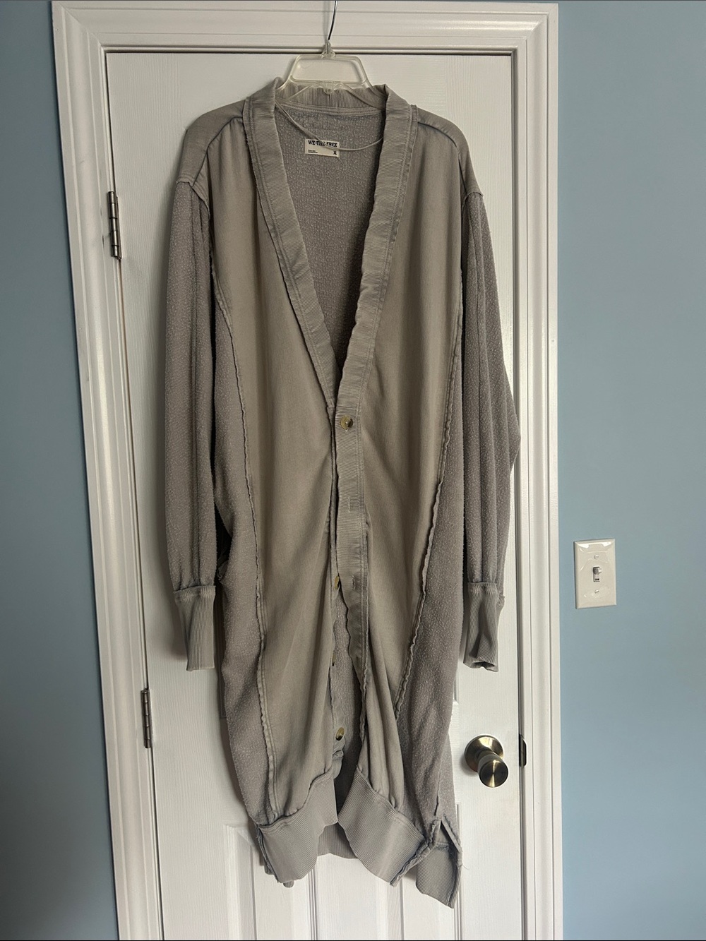 We The Free Light Gray Oversized Cardigan